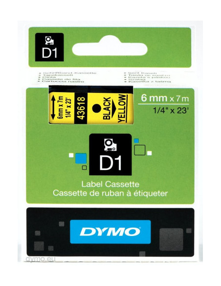 CINTA ROTULADORA D1 6MMX7M NEGRO/AMARILLO DYMO S0720790