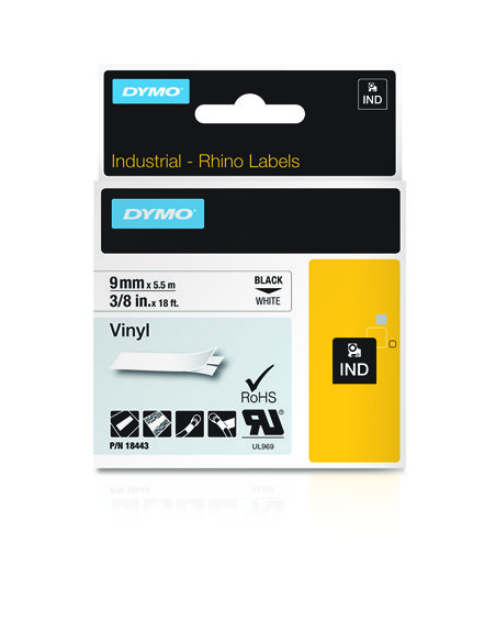 CINTA ROTULADORA RHINOPRO VINILO BLANCO 9MM.X5