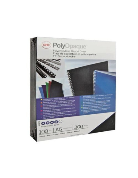 TAPA ENCUADERNACIÓN POLIPROPILENO FORMATO A4 DE 300 MICRAS COLOR NEGRO CAJA DE 100