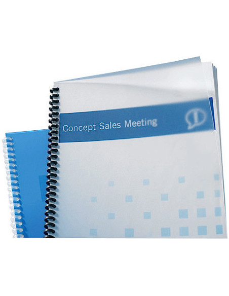 CAJA DE 100 CUBIERTAS POLIPROPILENO FORMATO A4 DE 300 MICRAS TRANSLÚCIDO GBC IB386848