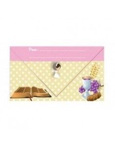 INVITACION COMUNION SOBRE 10UDS ROSA