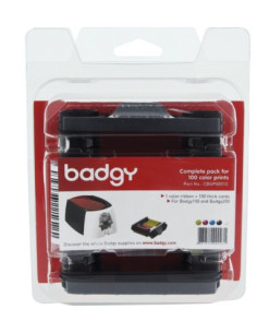 PACK 100 TARJETAS + CONSUMIBLES DE IMPRESIÓN COLOR PARA 100 IMPRESIONES BADGY CBGP0001C