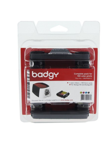 PACK 100 TARJETAS + CONSUMIBLES DE IMPRESIÓN COLOR PARA 100 IMPRESIONES BADGY CBGP0001C