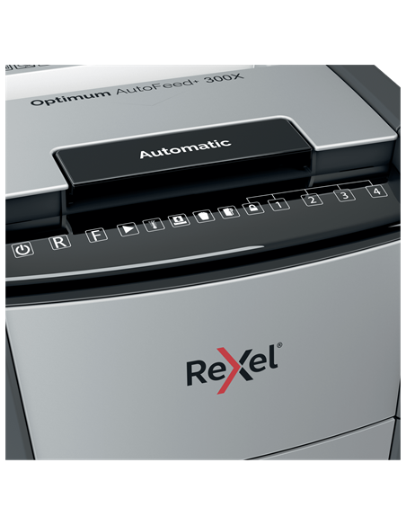 Rexel Optimum AutoFeed+ 300X triturador destructora destructora de papel Corte cruzado 55 dB 23 cm Negro, Plata
