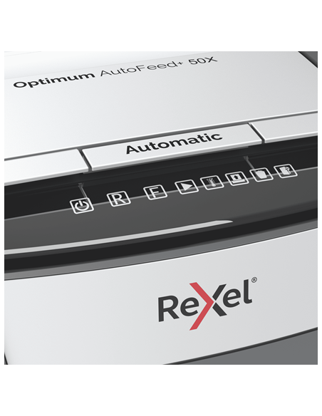 Rexel Optimum AutoFeed+ 50X triturador destructoraa destructora de papel Corte cruzado 55 dB 22 cm Negro, Gris