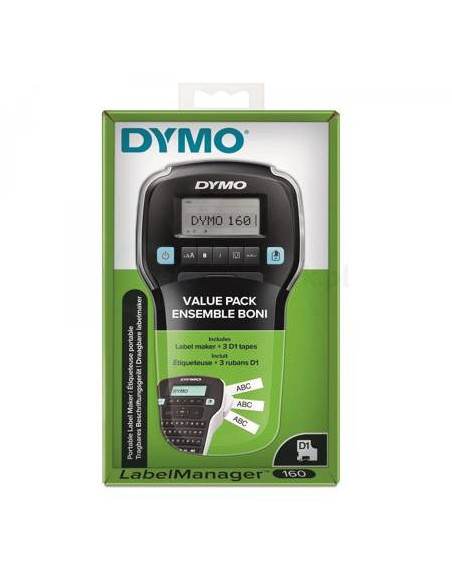 ROTULADORA DYMO LABERMANAGER 160 + 3 CINTAS D1 12MM NEGRO/BLANCO VALUE PACK  2142267