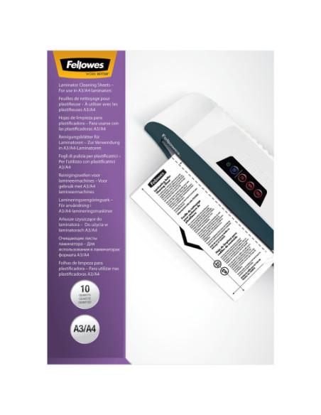 PACK 10 HOJAS DE LIMPIEZA PARA PLASTIFICADORAS FELLOWES 5320604