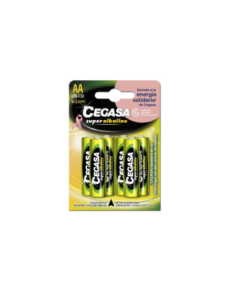 BLISTER 4+2 PILAS SUPER ALKALINAS LR6 - E91 /AA) CANCER MAMA CEGASA 329058