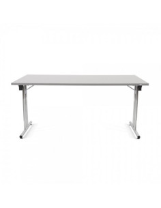 MESA PLEGABLE CON PATAS CROMADAS Y TABLERO GRIS. 160X80X72CM. ROCADA 7503N