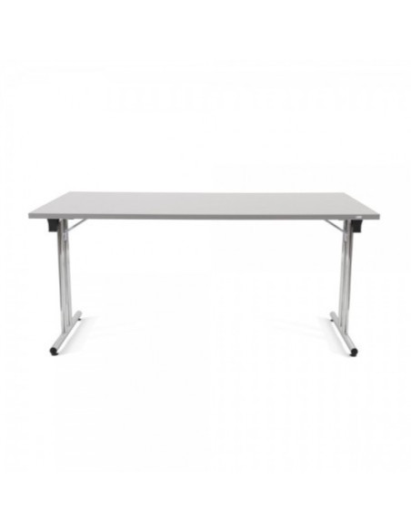 MESA PLEGABLE CON PATAS CROMADAS Y TABLERO GRIS. 160X80X72CM. ROCADA 7503N