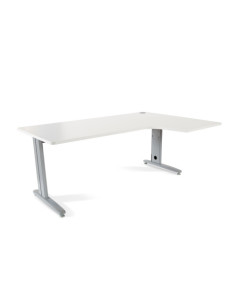 MESA DE OFICINA SERIE METAL FORMA L DERECHA 180X120 GRIS / BLANCO  ROCADA 2052AC04