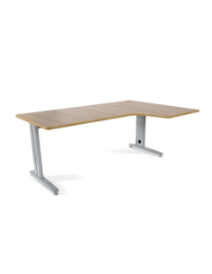 MESA DE OFICINA SERIE METAL FORMA L DERECHA 180X120 GRIS / ROBLE ROCADA 2052AC08