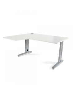 MESA DE OFICINA SERIE METAL FORMA L IZQUIERDA 160X120 GRIS / BLANCO ROCADA 2053AC04