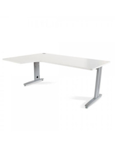 MESA DE OFICINA SERIE METAL FORMA L IZQUIERDA 180X120 GRIS / BLANCO ROCADA 2054AC04