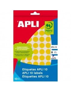ETIQUETA APLI SOBRE AMARILLA 13MM DIAMETRO