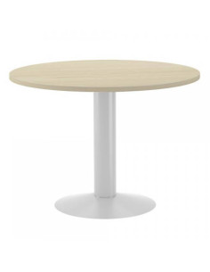 MESA DE REUNIONES REDONDA 100CM DE DIAMETRO. ALTURA 72CM. COLOR: PATA METALICA BLANCA / TABLERO HAYA ROCADA 3005ATW01