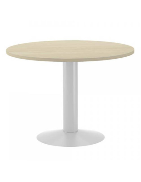 MESA DE REUNIONES REDONDA 100CM DE DIAMETRO. ALTURA 72CM. COLOR: PATA METALICA BLANCA / TABLERO HAYA ROCADA 3005ATW01 MESA DE REUNIONES REDONDA 100CM DE DIAMETRO. ALTURA 72CM. COLOR: PATA METALICA BLANCA / TABLERO HAYA ROCADA 3005ATW01