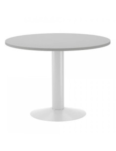MESA DE REUNIONES REDONDA 100CM DE DIAMETRO. ALTURA 72CM. COLOR: PATA METALICA BLANCA / TABLERO GRIS ROCADA 3005ATW02