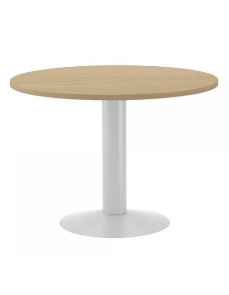 MESA DE REUNIONES REDONDA 100CM DE DIAMETRO. ALTURA 72CM. COLOR: PATA METALICA BLANCA / TABLERO ROBLE ROCADA 3005ATW08 MESA DE REUNIONES REDONDA 100CM DE DIAMETRO. ALTURA 72CM. COLOR: PATA METALICA BLANCA / TABLERO ROBLE ROCADA 3005ATW08