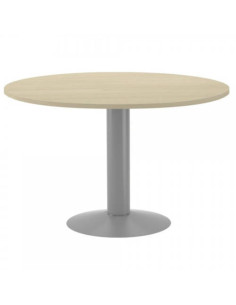 MESA DE REUNIONES REDONDA 120CM DE DIAMETRO. ALTURA 72CM. COLOR: PATA METALICA GRIS / TABLERO HAYA ROCADA 3006AT01