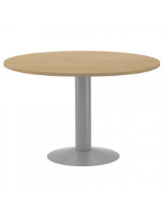 MESA DE REUNIONES REDONDA 120CM DE DIAMETRO. ALTURA 72CM. COLOR: PATA METALICA GRIS / TABLERO ROBLE ROCADA 3006AT08
