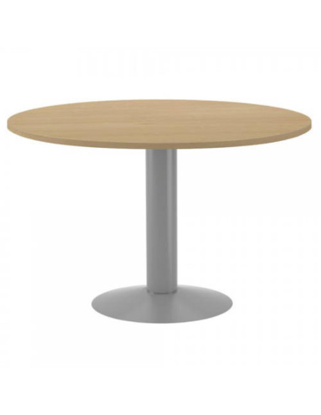 MESA DE REUNIONES REDONDA 120CM DE DIAMETRO. ALTURA 72CM. COLOR: PATA METALICA GRIS / TABLERO ROBLE ROCADA 3006AT08 MESA DE REUNIONES REDONDA 120CM DE DIAMETRO. ALTURA 72CM. COLOR: PATA METALICA GRIS / TABLERO ROBLE ROCADA 3006AT08