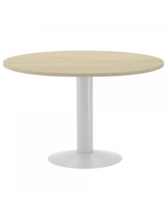 MESA DE REUNIONES REDONDA 120CM DE DIAMETRO. ALTURA 72CM. COLOR: PATA METALICA BLANCA / TABLERO HAYA ROCADA 3006ATW01