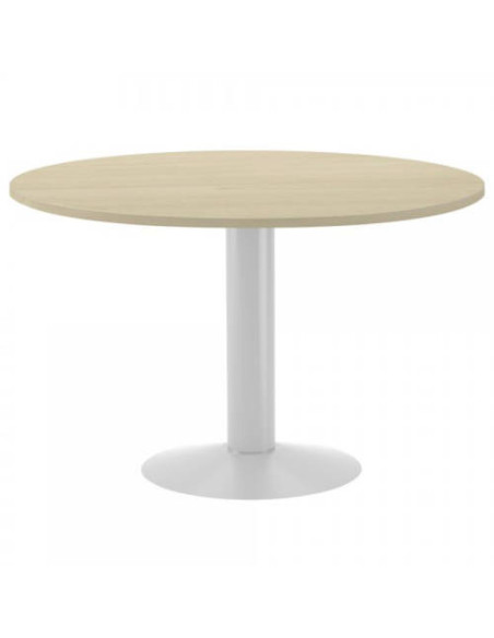 MESA DE REUNIONES REDONDA 120CM DE DIAMETRO. ALTURA 72CM. COLOR: PATA METALICA BLANCA / TABLERO HAYA ROCADA 3006ATW01 MESA DE REUNIONES REDONDA 120CM DE DIAMETRO. ALTURA 72CM. COLOR: PATA METALICA BLANCA / TABLERO HAYA ROCADA 3006ATW01