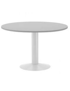 MESA DE REUNIONES REDONDA 120CM DE DIAMETRO. ALTURA 72CM. COLOR: PATA METALICA BLANCA / TABLERO GRIS ROCADA 3006ATW02