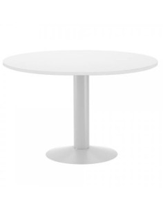 MESA DE REUNIONES REDONDA 120CM DE DIAMETRO. ALTURA 72CM. COLOR: PATA METALICA BLANCA / TABLERO BLANCO ROCADA 3006ATW04