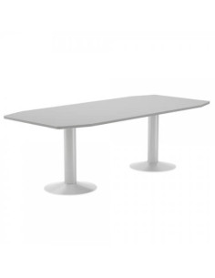 MESA DE REUNIONES 220X100X72CM. COLOR: PATA METALICA BLANCA / TABLERO GRIS ROCADA 3003ATW02