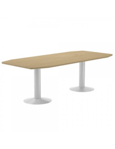 MESA DE REUNIONES 220X100X72CM. COLOR: PATA METALICA BLANCA / TABLERO ROBLE ROCADA 3003ATW08