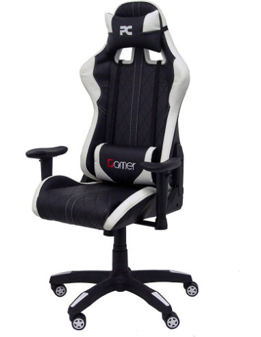 SILLA GAMING PARAISO SIMIL PIEL NEGRO Y BLANCO...