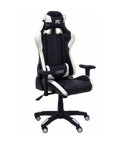SILLA GAMING PARAISO SIMIL PIEL NEGRO Y BLANCO PIQUERAS Y CRESPO 7216DBSPNE