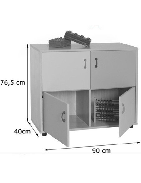 MUEBLE BAJO ARMARIO 4 CASILLAS 4 PUERTAS HAYA MOBEDUC 600218HPS18