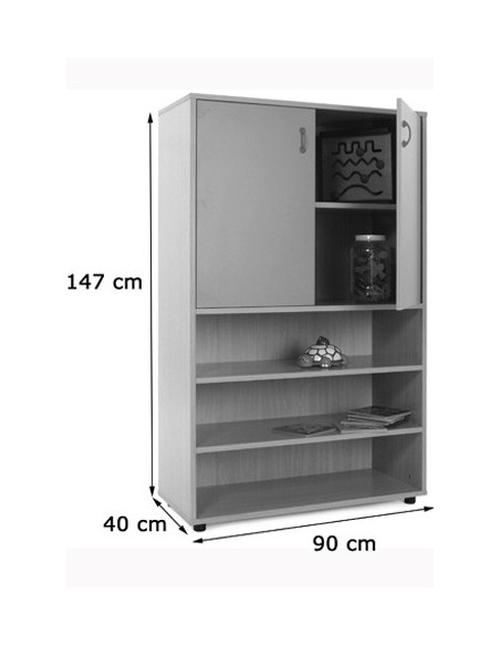 MUEBLE MEDIO ESTANTERÍA Y ARMARIO HAYA MOBEDUC 600304HPS18