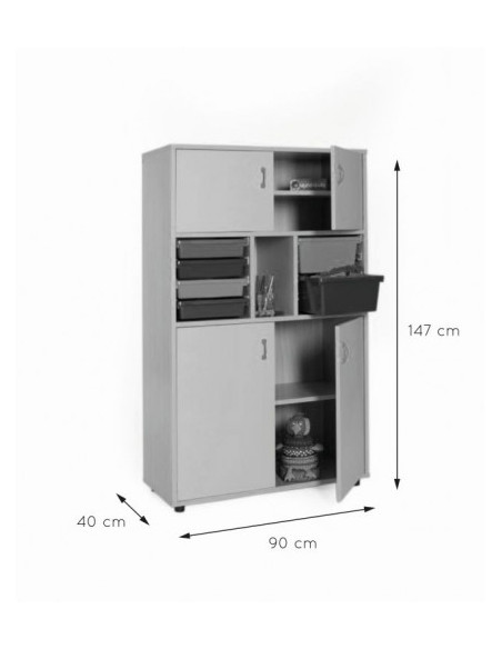 MUEBLE MEDIO ARMARIO 4 PUERTAS CUBETERO HAYA MOBEDUC 600315HPS18