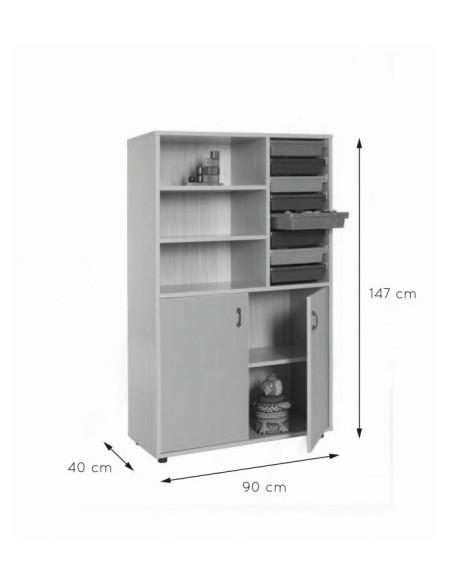 MUEBLE MEDIO ARMARIO ESTANTERÍA CUBETERO HAYA MOBEDUC 600318HPS18