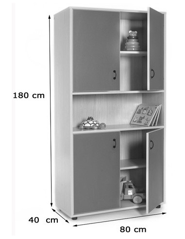 MUEBLE ALTO ARMARIO 4 PUERTAS Y HUECO CENTRAL...