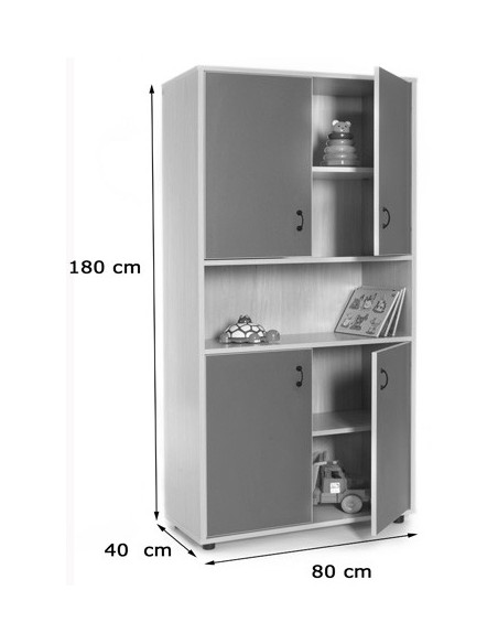MUEBLE ALTO ARMARIO 4 PUERTAS Y HUECO CENTRAL HAYA MOBEDUC 600407HPS18
