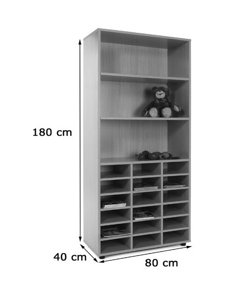 MUEBLE ALTO CASILLERO Y ESTANTERÍA HAYA MOBEDUC 600405HP18