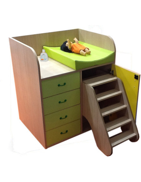 MUEBLE CAMBIADOR CON ESCALERA GIRATORIA Y CAJONES HAYA MOBEDUC 600716HPS18