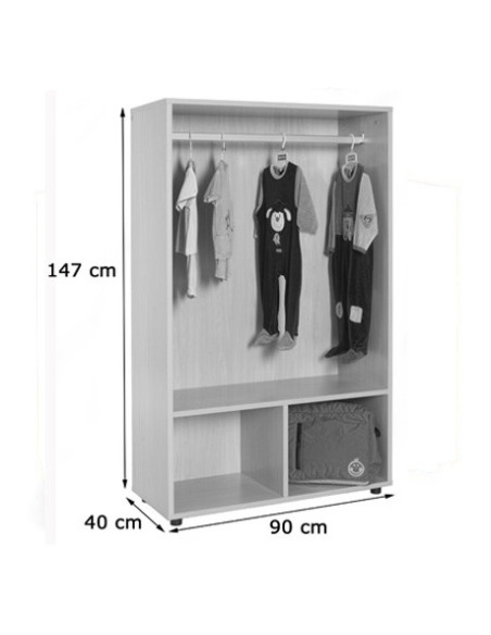 MUEBLE PERCHERO ABIERTO CON BARRA HAYA MOBEDUC 600617HP18