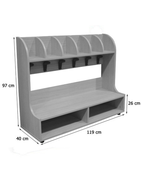 BANCO ZAPATERO PERCHERO 6 CASILLAS HAYA MOBEDUC 600648HP18