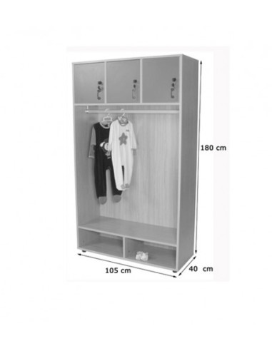 MUEBLE PERCHERO ABIERTO CON BARRA Y 3 PUERTAS...