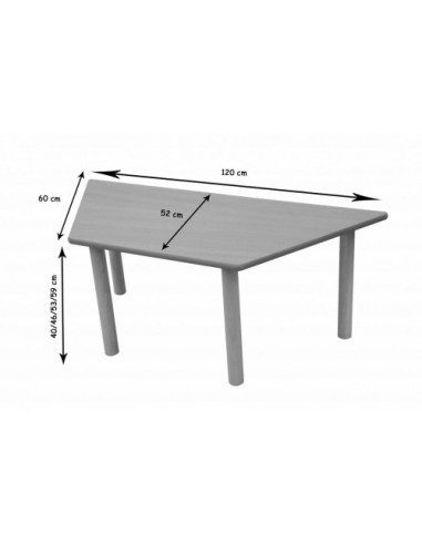 MESA TRAPECIO 120X60 CM (TALLA 0 - 3) HAYA...