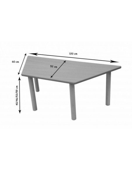 MESA TRAPECIO 120X60 CM (TALLA 0 - 3) HAYA MOBEDUC 600552H180