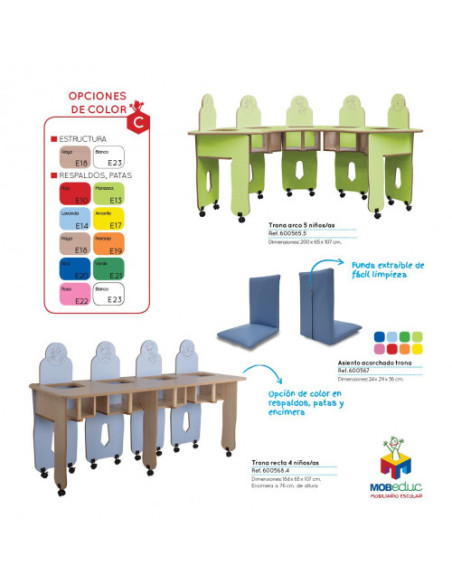 TRONA RECTA 4 NIÑOS/ AS HAYA MOBEDUC 600568H196