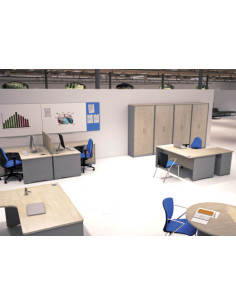 MESA DE OFICINA SERIE WORK 180X80 ALUMINIO/ROBLE ROCADA 2003AB08V24 2