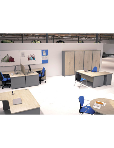 MESA DE OFICINA SERIE WORK 180X80 ALUMINIO/ROBLE ROCADA 2003AB08V24